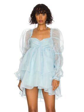 Selkie x Revolve Moonlight Dress Womens XXL Blue Puff Sleeve Babydoll Cottage
